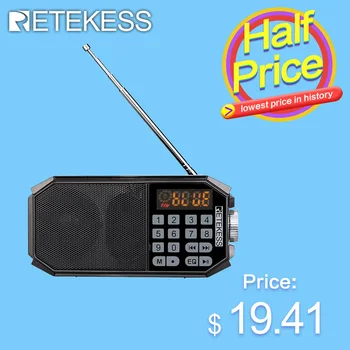 Retekess TR610 Radio FM Bluetooth Radios Portátiles de mp3 Player con toma de Auriculares, el Apoyo TF Tarjeta de U Disco de Grabación Digital de la Clave