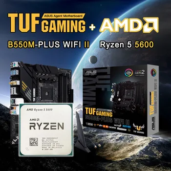 NUEVA AMD Ryzen 5 5600 R5 5600+ASUS TUF JUEGO B550M ADEMÁS de conexión WI-FI II B550M Conjunto de la Placa base AM4 Apoyo de la CPU a Todos los Nuevos, Pero Sin Ventilador