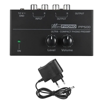 Phono Preamp PP500 Amplificador de Audio PP500 Phono Preamp Preamplificador con el Nivel de Control de Volumen de Entrada RCA de Salida TRS de 1/4