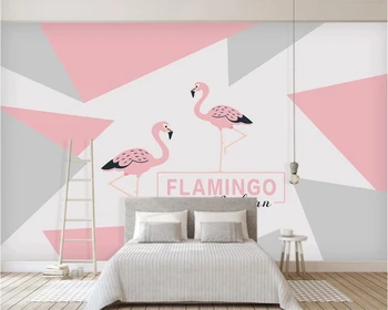 beibehang Personalizado tamaño de pintura 3D fondo de pantalla Nórdicos simple rosa flamingo habitación de los niños decoración de fondo de Papel de Pared, papel pintado