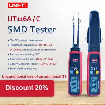 UNIDAD de SMD probador UT116A UT116C profesional de giro y con pinzas de Alta precisión Resistencia-condensador del probador con clip