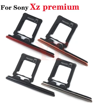 Para Sony Xperia XZ Premium XZP G8142 G8141 Sim Bandeja de la Tarjeta Titular de la Ranura con el Lado de Enchufe de la Parte de la Tarjeta SD de la Bandeja de + Polvo Enchufe