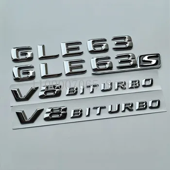 2015 Chrome Sharp 3D Letras GLE63 GLE63s V8 Biturbo Superior ABS Emblema de Mercedes Benz AMG Coche Laterales Guardabarros Trasero W166 Logotipo de la etiqueta Engomada