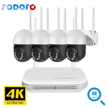 Mini H. 265 de 3 megapíxeles HD CCTV Inalámbrica Sistema de Dos vías de Audio Impermeable WIFI PTZ Cámara de Seguridad IP NVR de 8 canales de Video Vigilancia Kit de