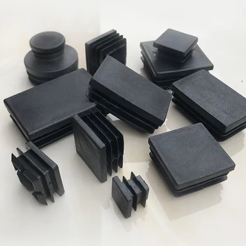 Negro de los Muebles de Plástico Cuadrado Interior del Tubo conector Tapas Insertos Tapón Tapón antideslizante Pie Almohadilla Protectora
