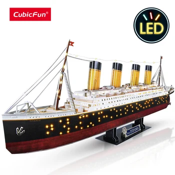 CubicFun 3D Rompecabezas para Adultos LED de Barco Titanic Modelo 266pcs Crucero Rompecabezas Juguetes de la Iluminación de la Construcción de Kits de Decoración del Hogar Regalos