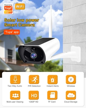 3MP 1296P 120Degree Tuya APLICACIÓN de la Cámara IP wi-fi de Energía Solar de Seguridad Inalámbrica para el Hogar Intercomunicador CCTV Monitor de Bebé