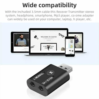 TR6 Bluetooth 5.0 Transmisor-Receptor 2 EN 1 Inalámbrica de Audio de 3.5 mm USB Aux Música Adaptadores de Herramientas Para Coche Altavoces de PC TV Coches de Herramientas