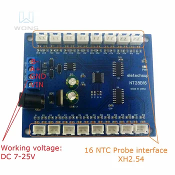16Ch RS485 Temperatura del Colector de Modbus RTU Electrónica de Grabación de 10K/20K/50K/100K Sensor NTC