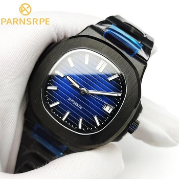 De lujo, Reloj de hombre 39mm Azul Aséptica de línea Impermeable de Acero Inoxidable PVD Negro Zafiro NH35 Automático Reloj Mecánico