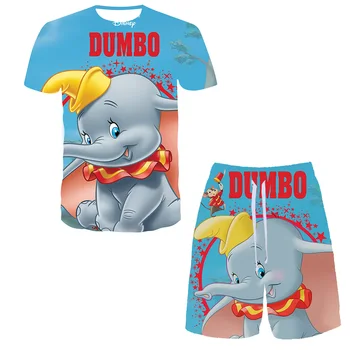 Disney Dumbo Conjunto De Camiseta De Los Hombres De Las Mujeres De Manga Corta Casual Transpirable Camisetas Tops Niños Niñas Niños Cool Pantalones Cortos Trajes De