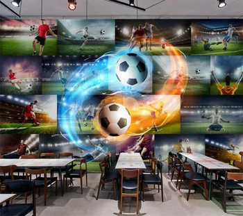 beibehang 3D en tres dimensiones de fútbol de la llama de la foto de la pared de la barra KTV murales personalizados de gran mural verde fondo de pantalla papel de parede