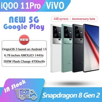NUEVO ViVO iQOO 11 Pro 5G smartphone Snapdragon 8+ Gn 2 200W Flash 4700mAh Cargador de 144Hz googleplay Juego de teléfono de la Cámara de 50MP