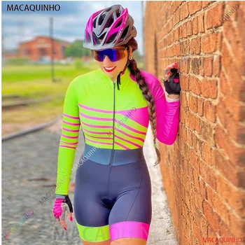 Las mujeres de la Bicicleta de la Mono Amarillo de Manga Larga Ciclismo Mono Resistente a los rayos UV 2023 Ropa ciclismo
