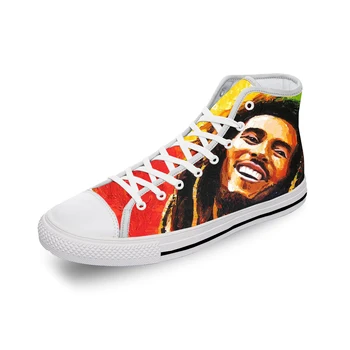 Bob Marley Reggae Estrella de la Música Rock de Moda Casual zapatillas de deporte de Alta Superior Transpirable Ligero Impreso en 3D de los Hombres Zapatos de Lona de las mujeres