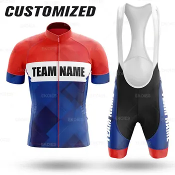Personalizar el Equipo de Ciclismo Jersey Conjuntos de Diseño de Logotipo de Verano Personalizado Personalizado Nombre del Equipo de los Hombres de Manga Corta Ciclismo Ropa