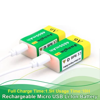 9 V 4800mAh batería Recargable Micro USB Batería de Litio de la Alta Capacidad para el Multímetro Micrófono de Juguete de Control Remoto de KTV Guitarra Eléctrica