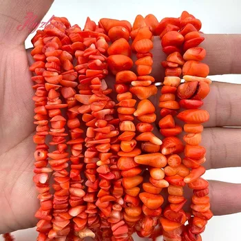 Natural de Naranja Cuentas de Coral Chip de Piedra BRICOLAJE Suelta bolas Strand 15inch/32pulgadas Para la Fabricación de la Joyería del Collar de la Pulsera del Pendiente del Mayorista