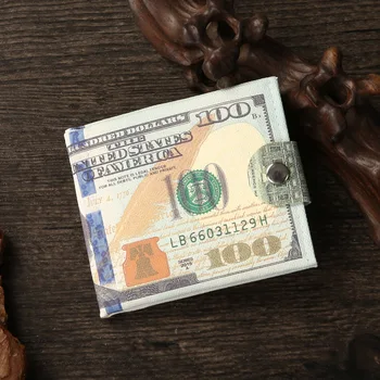 Cartera de Corta de Hombres de la Lona de la Moneda Extranjera Dólares billetes Patrón de Clip de Dinero de Cero Bolsos de dinero en Efectivo de Tarjeta de soporte de Moneda Bolsas