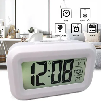LED Reloj despertador Digital Electrónica Digital de la Pantalla de Alarma Reloj de Escritorio De la Oficina en Casa Retroiluminación de la Repetición de los Datos de Calendario de Escritorio Relojes