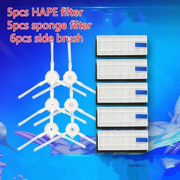 Aspiradora de piezas de repuesto (5 unidades EPA filtro + 5 x filtro de esponja + 6pcs cepillo lateral) para 360 S6 barrido robot
