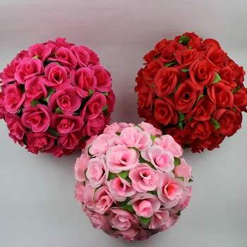 Envío gratis 19 Colores Disponibles 30cm Artificial Besos Pomander Rosa Flores Bola Ramo de la Fiesta de la Boda Decoración