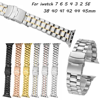 De seguridad de acero inoxidable de la venda de reloj para apple watch 7 6 5 4 SE iWatch 38 40 41 42 44 45 mm de reemplazo de la correa de reloj pulsera de la Muñeca
