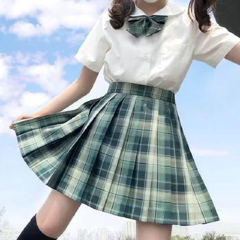 Niña de la escuela Uniforme Faldas Plisadas Japonés, Uniforme de la Escuela altura de la Cintura Una Línea de Falda a Cuadros Sexy JK Uniformes para la Mujer de colores