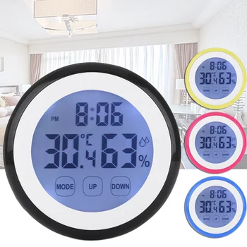 Digital de Temperatura, Humedad Función de Tiempo de Relojes de Pared luz de fondo Para el Dormitorio Sin Baterías 90*90*26m m