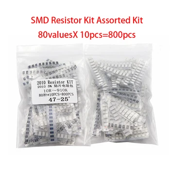 800pcs 2010 Resistor SMD Kit Surtido de Kit de 10ohm-910K 5% 80valuesX 10pcs=800pcs Kit de Muestra