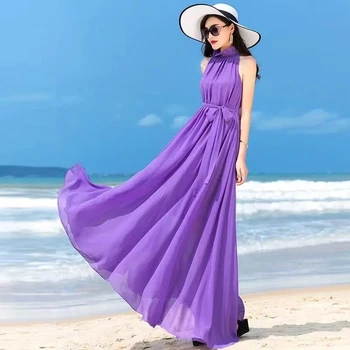 2023 Vestido Mujer sin Mangas Sólido Elegante Suelto 4XL Vestido de las Señoras de Bohemia Playa Vestido de Gasa de la Mujer Vestidos de Fiesta Vestidos