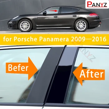 4Pcs de la ventanilla del Coche Pilar Postes de la Puerta Pegatinas para el Porsche Panamera 2009 2010 2011 2012 2013 2014 2015 2016