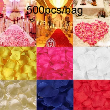 500pcs/conjunto de Flores Artificiales de Seda Pétalos de Rosa para la Fiesta de la Boda Decoración del Hogar Accesorios
