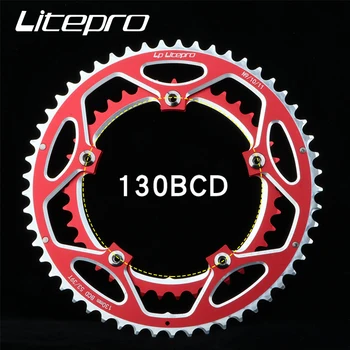Litepro130BCD de Bicicletas Plato de Doble Disco, 53-39T para Bicicleta de Carretera de Bielas Compatible 9/10/11Speed Bici Plegable de Rueda de Cadena