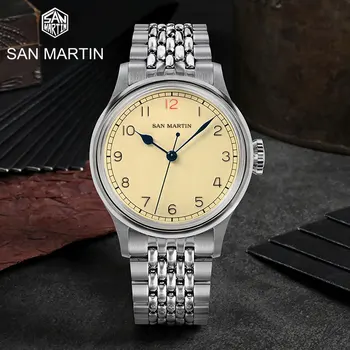 San Martin de 38,5 mm Vintage Piloto Reloj de Buceo NH35 los Hombres Automático Mecánico reloj de Pulsera Retro de Zafiro Espejo C3 Luminoso 10Bar