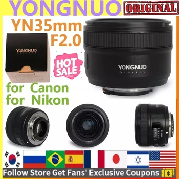 YONGNUO YN35mm F2.0 F2N Lente,YN50mm Objetivo para Montura F de Nikon D7100 D3300 D3200 D3100 D5100 D90 Cámara RÉFLEX,una Canon DSLR Cámara