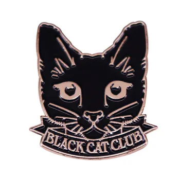 BLACK CAT CLUB Esmalte Pin Insignia Broche de la Chaqueta de la Solapa de la Joyería