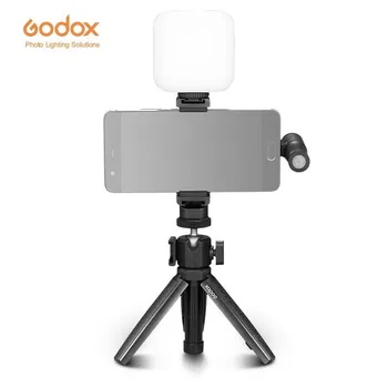 Godox VK2-UC VK2-AX el Micrófono del Teléfono + Luz LED +Mano de Sobremesa Vlog Kit para Dispositivos Móviles