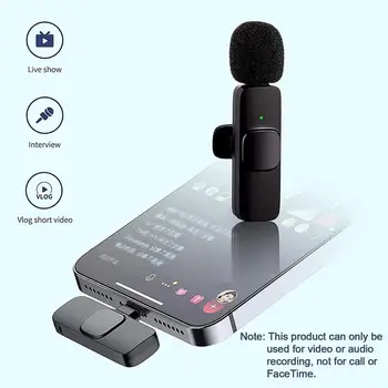 2PCS de Audio Grabación de Vídeo Mini Micrófono del Teléfono Para el IPhone de Tipo C, PC Clip de Solapa Inalámbrico Lavalier Micrófono K9