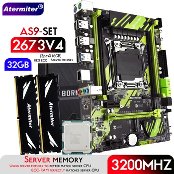 Atermiter X99 AS9 Placa base Conjunto con Xeon E5 2673 V4 CPU LGA 2011-3 Procesador de 32 gb DDR4 2 X 16GB 3200MHz Memoria REG ECC RAM