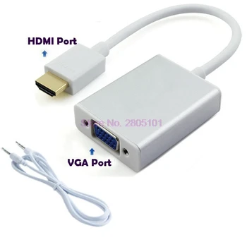 50 piezas Compatibles con HDMI a VGA con un Cable de Audio Compatible con HDMI a VGA Macho A Hembra 1080p
