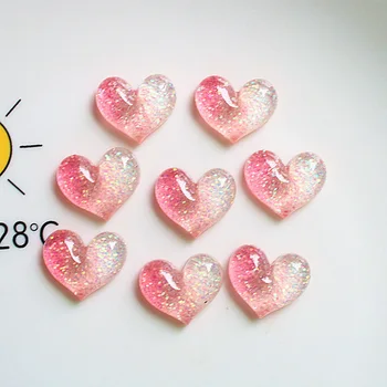 10PCS Gradiente de Corazón de color Rosa de la Serie de la parte Posterior Plana Cabujones de Resina Para la Horquilla de Scrapbooking DIY de la Joyería Artesanal de Accesorios de Decoración