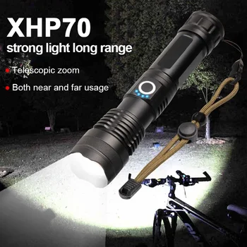 Potente XHP70 Linterna 5 Modos de USB Recargable Zoom Led Antorcha Linterna 18650 o 26650 Batería de Acampar al aire libre de la Luz de Emergencia