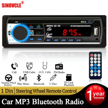 Radio de coche 1 Din Reproductor Estéreo Digital Bluetooth Reproductor de MP3, Radio FM Estéreo de Audio de Música USB Con En el Tablero de Entrada AUX
