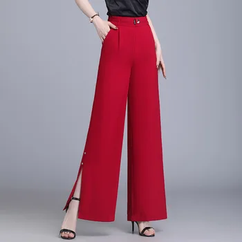 Envío gratis 2023 Mujeres del Verano de la Nueva altura de la Cintura Ancho de Pierna Multicolor Casual Pantalones Sueltos de la Moda de Gran Llamarada Pantskirt