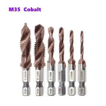 M35 cobalto plateado HSS6542 compuesto toque M3-M10 multi-función hexagonal mango roscado biselado tornillo integrado toque