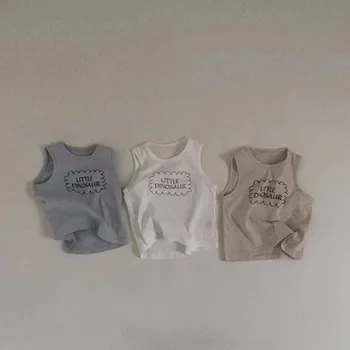 2023 Verano Nuevo Bebé sin Mangas T-shirt Niños Niñas Suelto Casual de Algodón Chaleco de Bebé Niño de Moda de Impresión de la Carta de la parte Superior de los Niños Ropa
