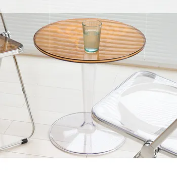 Clásico, moderno, de Diseño Popular Transparente Claro sofá de la sala lateral de la mesa redonda al aire libre de la moda de café café Mesa de Té 1PC