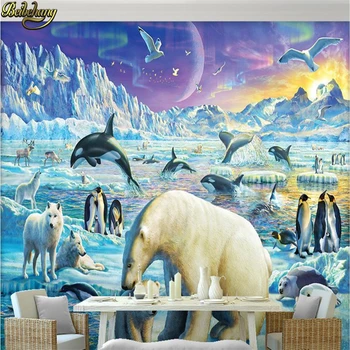beibehang TV de fondo de Nieve orca Saltando Penguin Oso Polar de la foto de fondo de pantalla Salón pared de la Habitación de artículos de decoración para el hogar