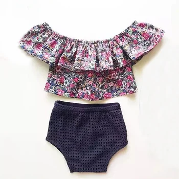 Sodawn de la Moda de Verano Floral Traje de Off-The-Hombro Top+pantalones Cortos 2Pcs Niña Ropa Para el Recién nacido, Por 6-24M